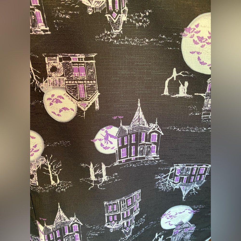 π HAUNTED HOUSE HALLOWEEN PINUP SWING DISNEY HOUSEWIFE DRESS NWT - Picture 6 of 11